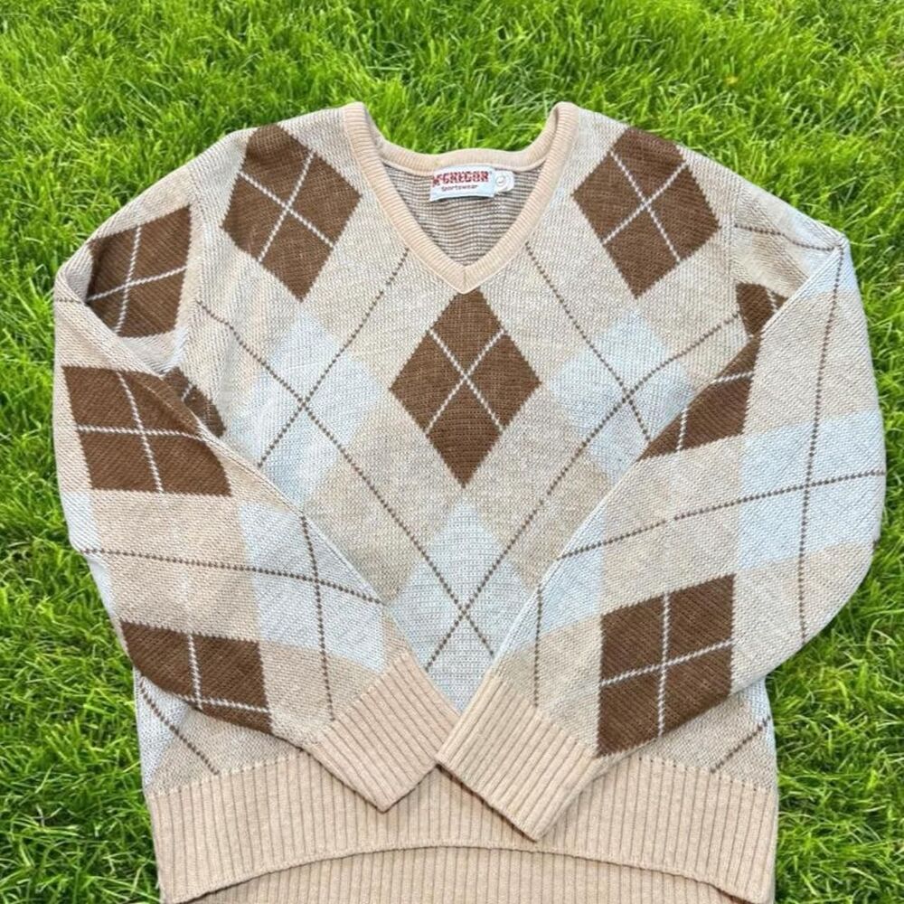 VINTAGE McGregor Sportswear brown and beige argyle sweater